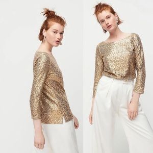 J. Crew Sequin (Ivory) 3/4 sleeves Top Size L